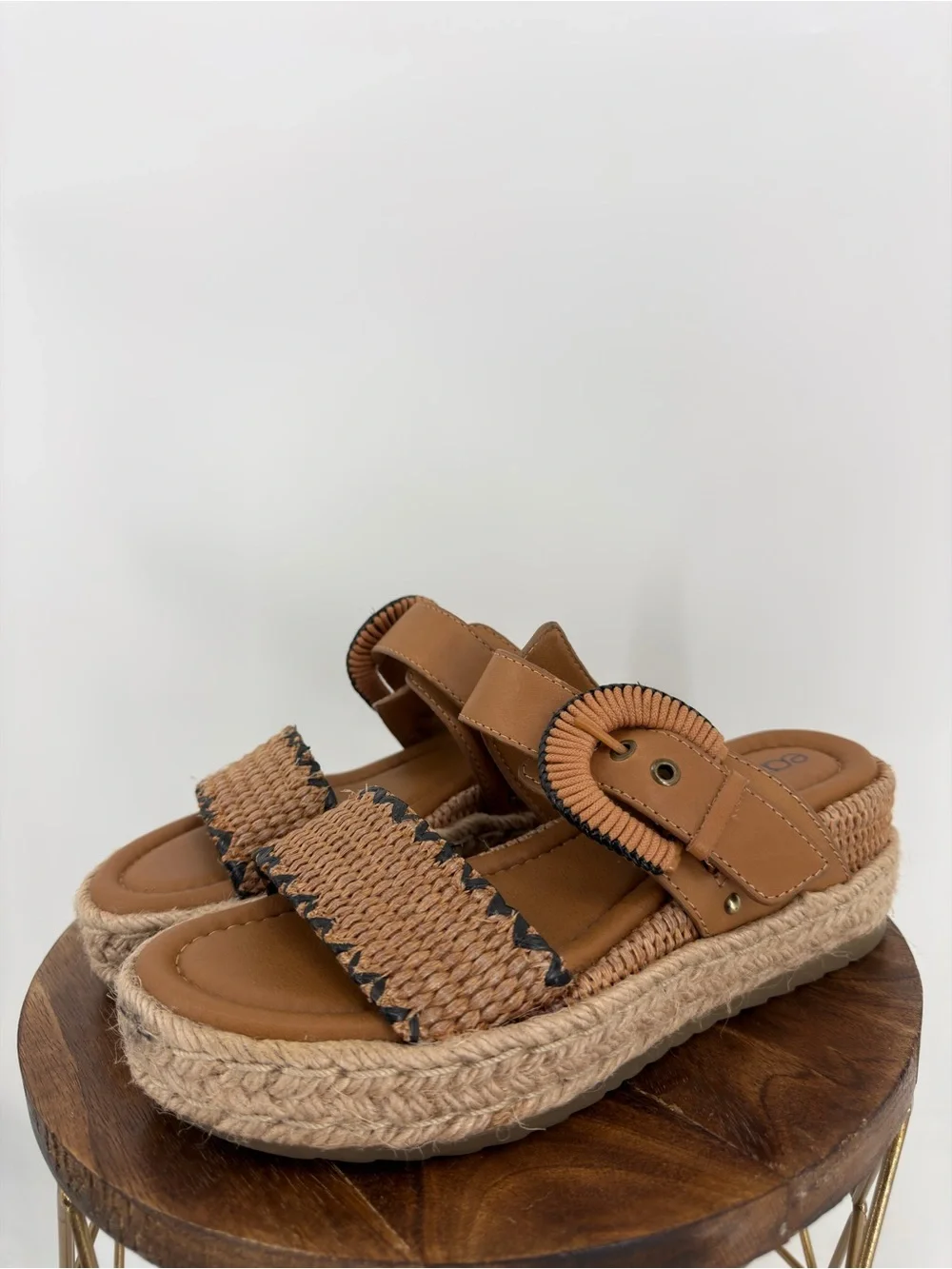 Earth Origins Etolla Raffia Platform Slide Sandals Size 6.5M Boho